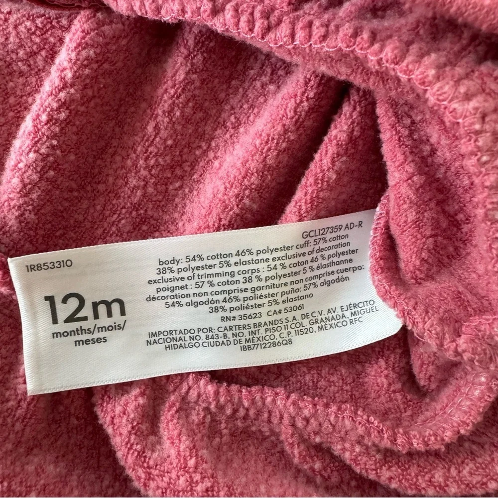 OshKosh B’Gosh Pink Hooded Front Zip Jacket 12M